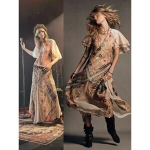 Free People Bohemian Witchy Celestial Nights Maxi Dress in Fairy Combo Small